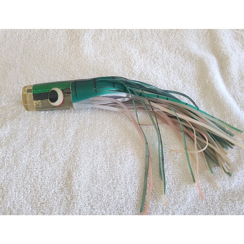 VTG 80s Sevenstrand Hawaiian OffShore trolling Lure 11" Skirted Green Fishing